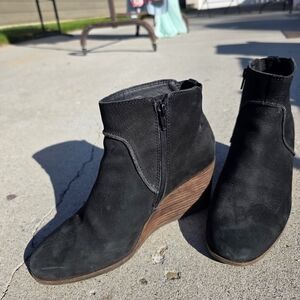Lucky Brand Black Wedge Ankle Boots